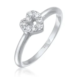 Elli "Verlobungsring Herz | Zirkonia (Weiß)< Vergoldet|Symbol-schmuck