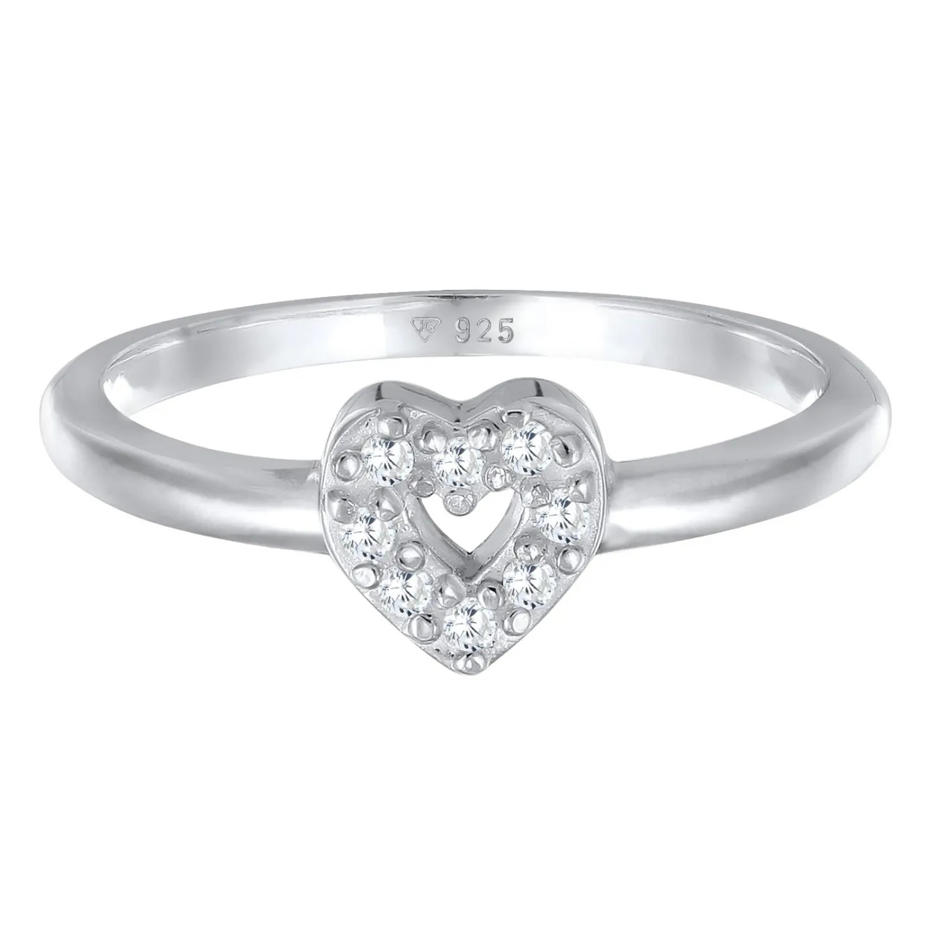 Elli "Verlobungsring Herz | Zirkonia (Weiß)< Vergoldet|Symbol-schmuck