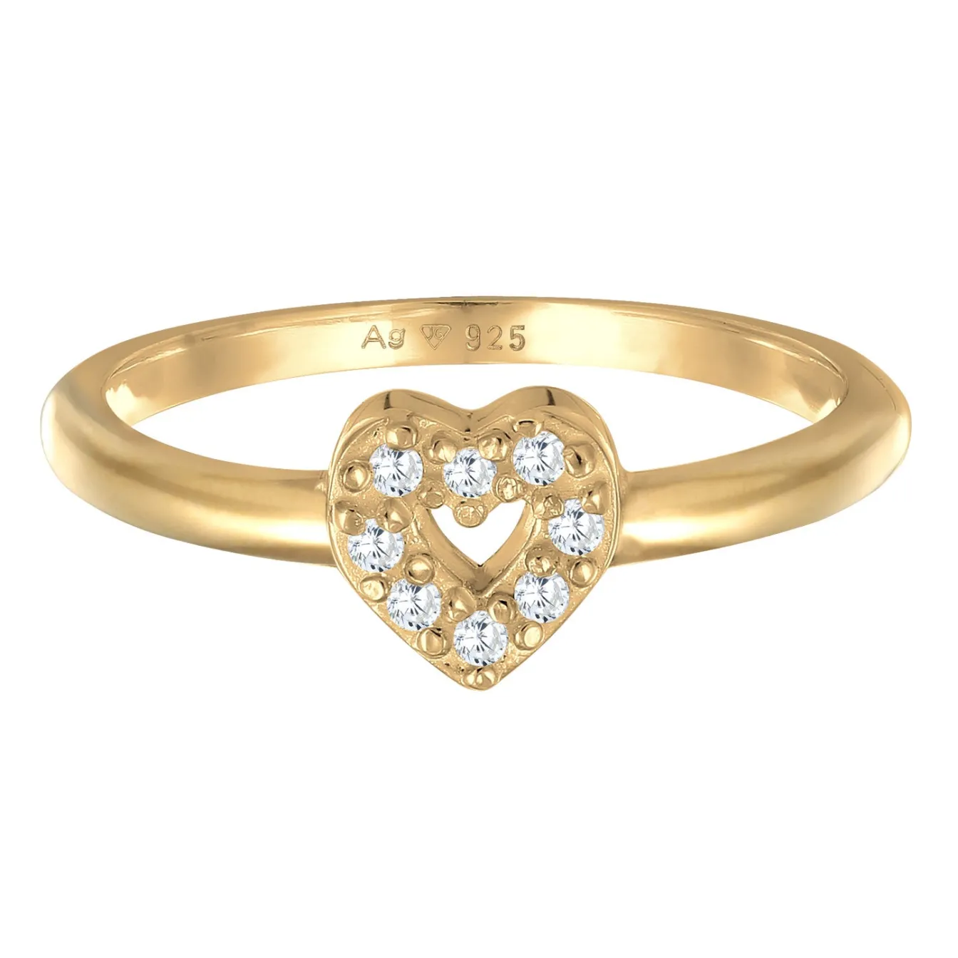 Elli "Verlobungsring Herz | Zirkonia (Weiß)< Vergoldet|Symbol-schmuck
