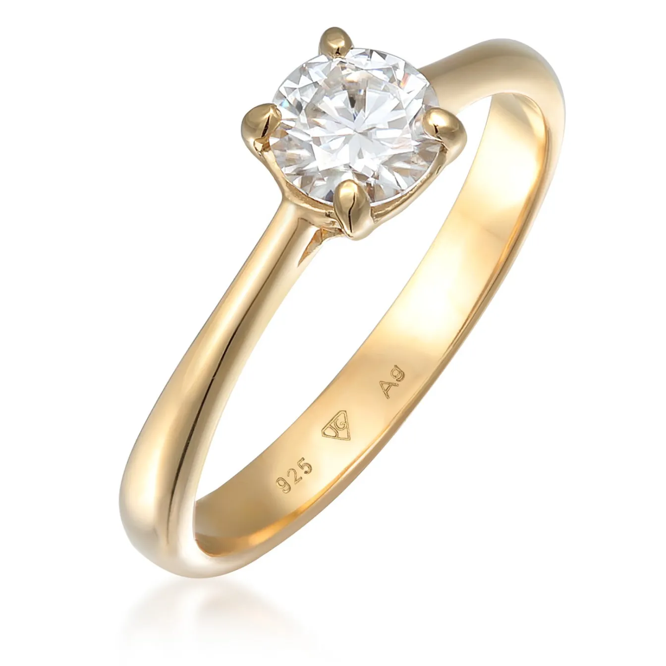 Elli "Verlobungsring Klassisch | Moissanite (Weiß)< Vergoldet|Ringe