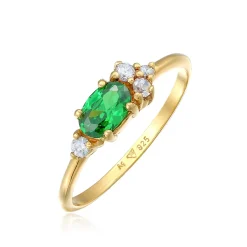 Elli "Verlobungsring Oval | Zirkonia (Grün)< Ringe|Silber