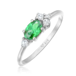 Elli "Verlobungsring Oval | Zirkonia (Grün)< Ringe|Silber