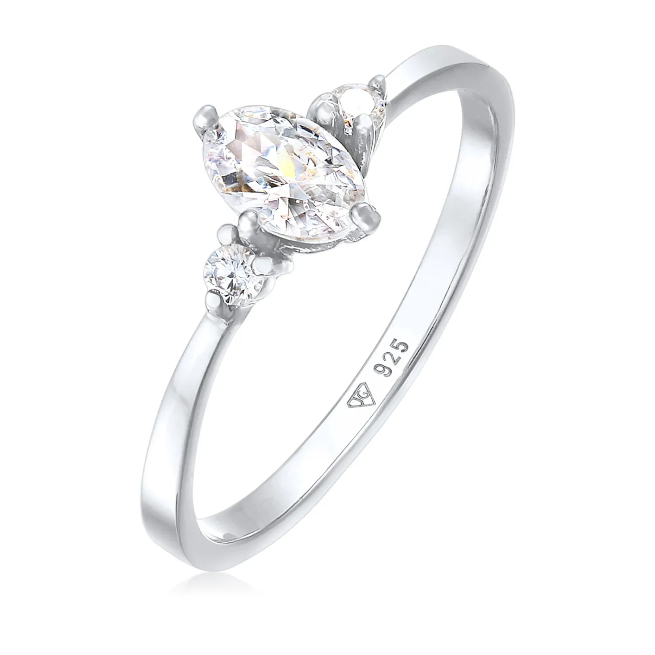 Elli "Verlobungsring Oval | Zirkonia (Weiß)< Silber|Ringe
