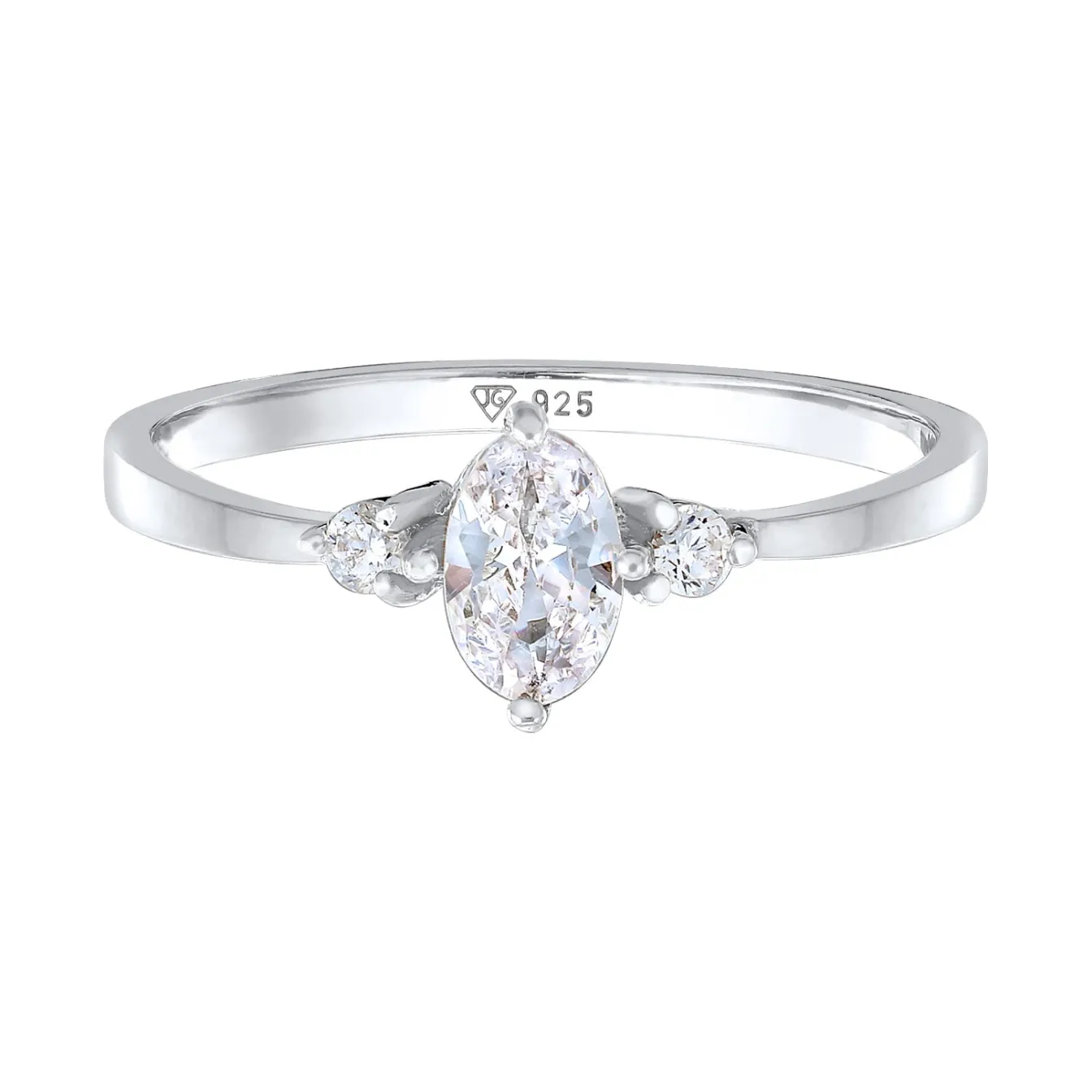 Elli "Verlobungsring Oval | Zirkonia (Weiß)< Silber|Ringe