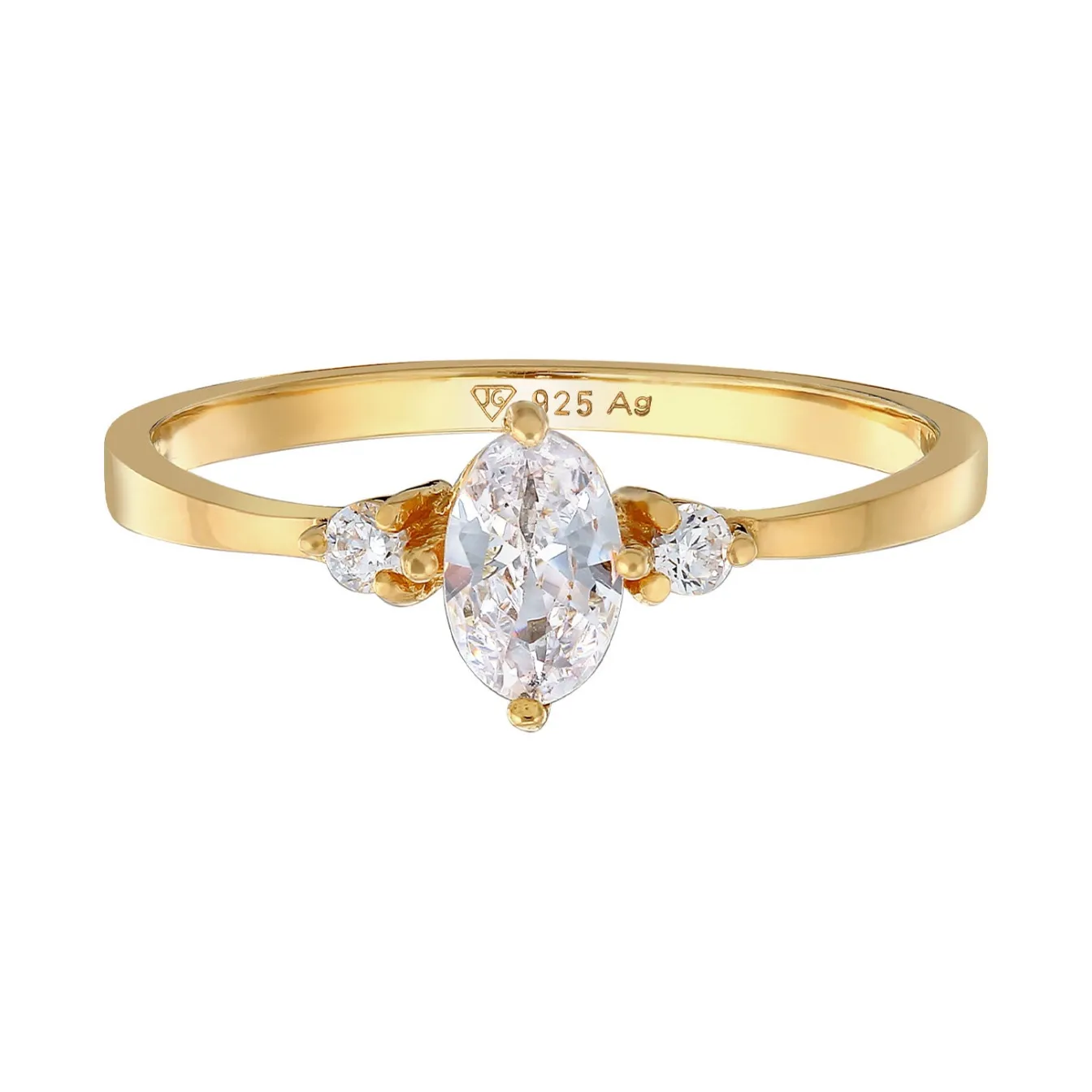 Elli "Verlobungsring Oval | Zirkonia (Weiß)< Silber|Ringe