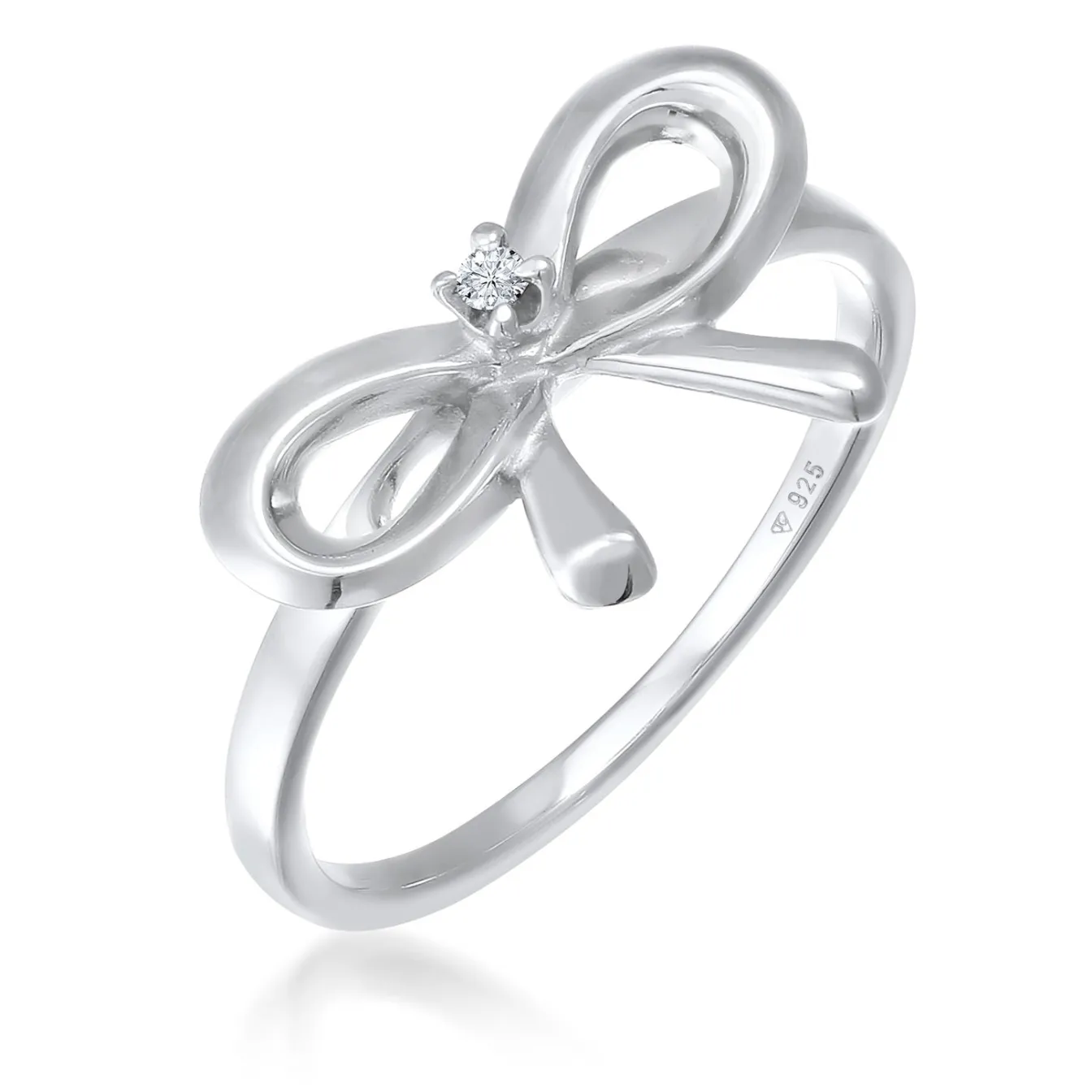 Elli "Verlobungsring Schleife | Diamant ( Weiß, 0,015 ct )< Vergoldet|Symbol-schmuck