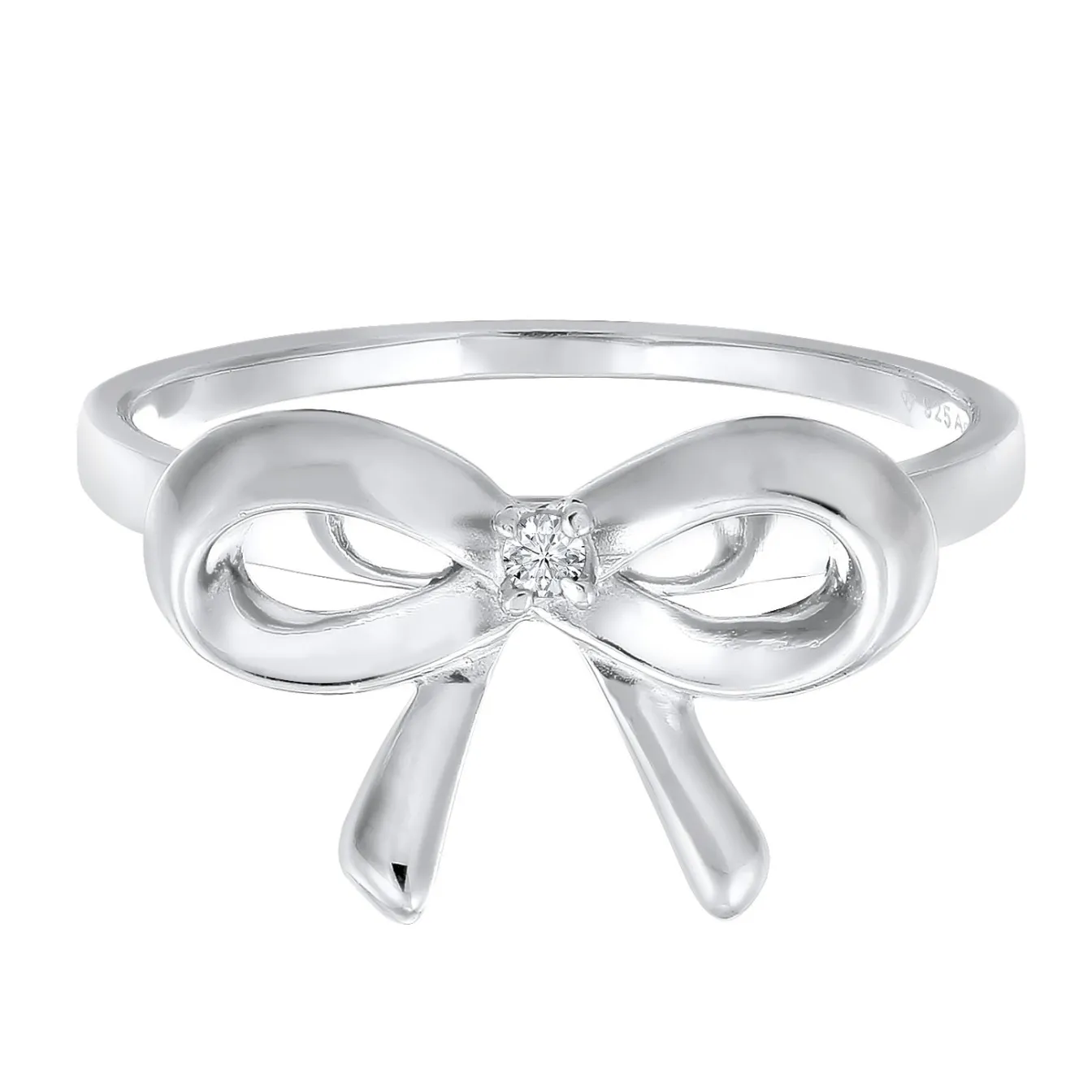 Elli "Verlobungsring Schleife | Diamant ( Weiß, 0,015 ct )< Vergoldet|Symbol-schmuck