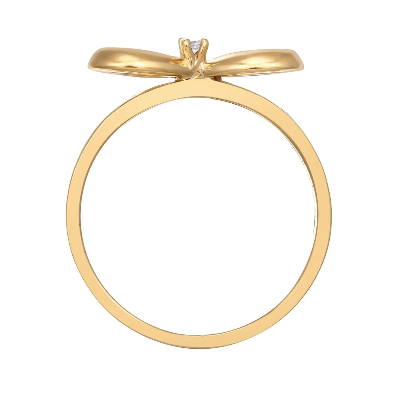 Elli "Verlobungsring Schleife | Diamant ( Weiß, 0,015 ct )< Vergoldet|Symbol-schmuck