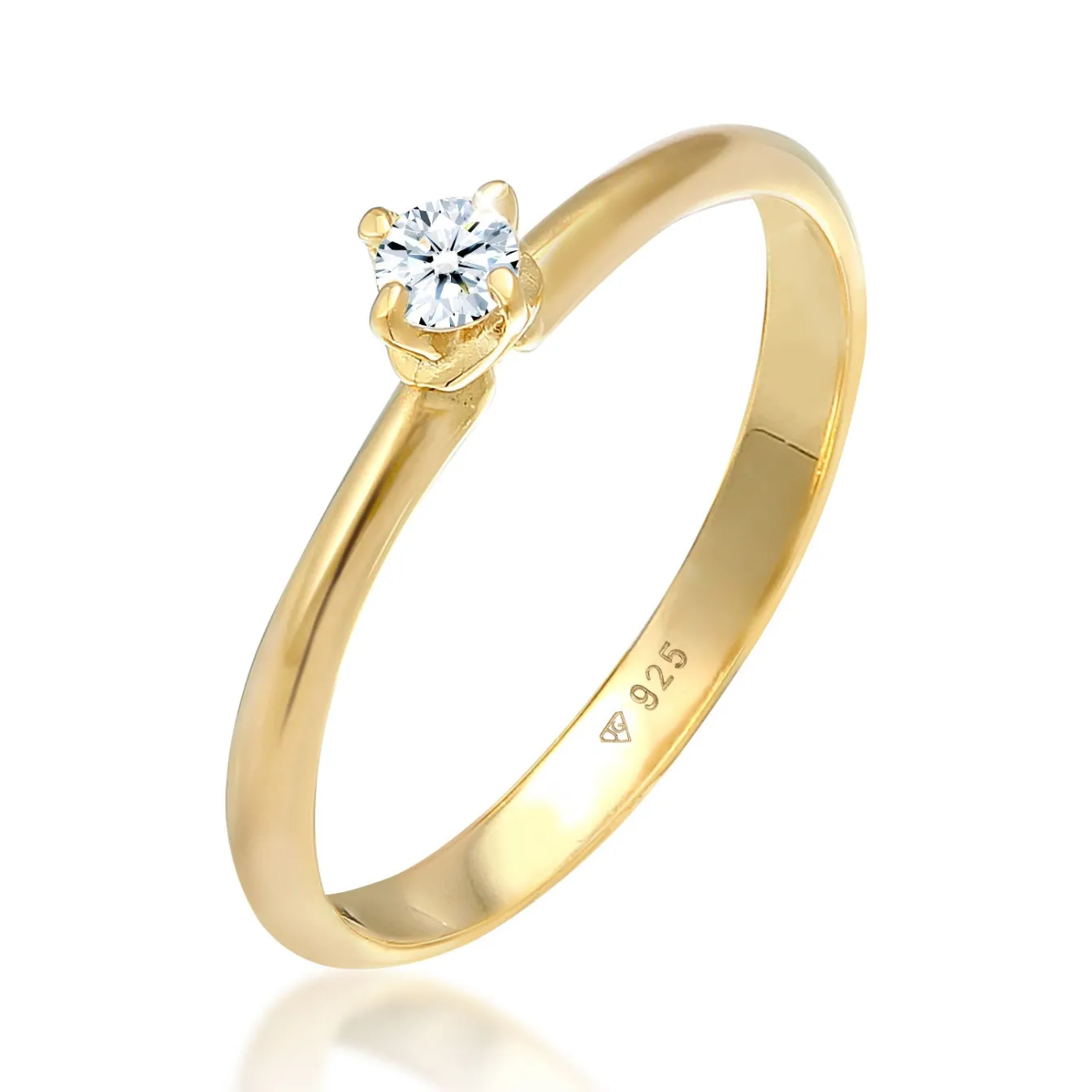 Elli "Verlobungsring Solitär Klassisch | Diamant (0.11 ct.)< Vergoldet|Letzte Chance