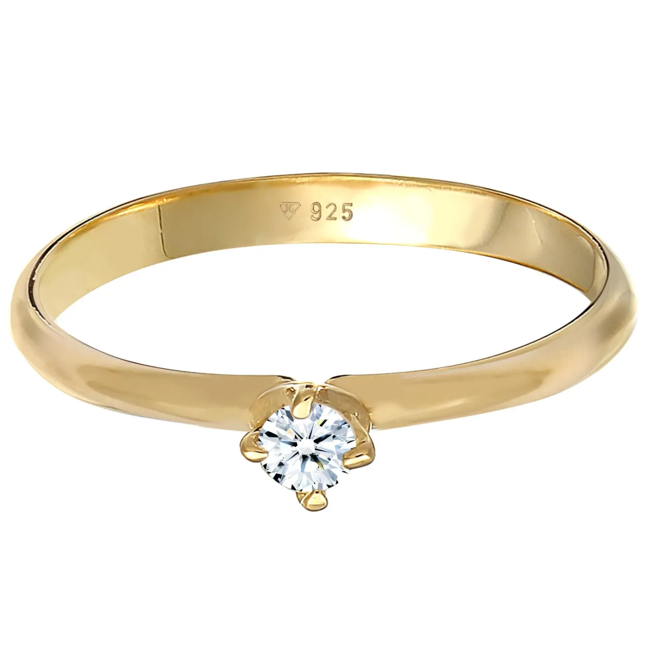 Elli "Verlobungsring Solitär Klassisch | Diamant (0.11 ct.)< Vergoldet|Letzte Chance