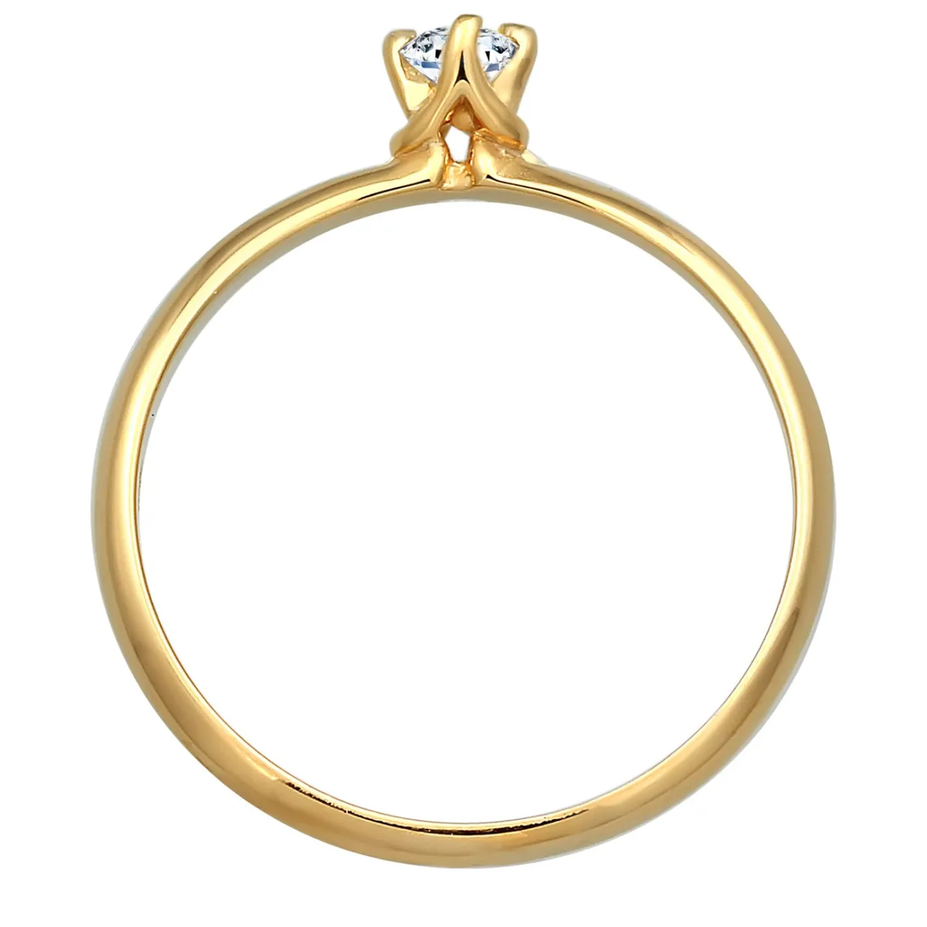 Elli "Verlobungsring Solitär Klassisch | Diamant (0.11 ct.)< Vergoldet|Letzte Chance