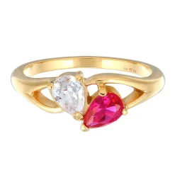 Elli "Verlobungsring Tropfen | Zirkonia (weiß) & Rubin, synthetisch (Pink)< Symbol-schmuck|Herz-schmuck