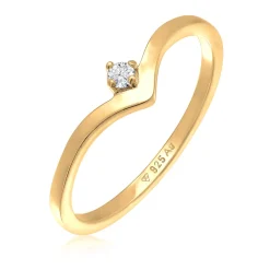 Elli "Verlobungsring V-Form | Diamant (Weiß, 0.035)< Vergoldet|Hochzeit