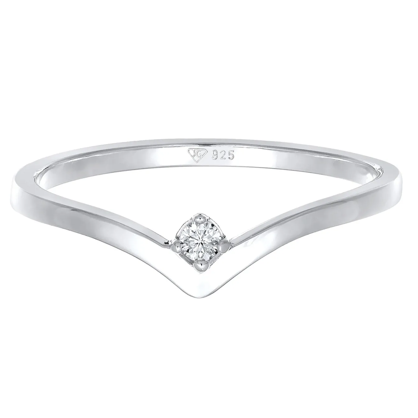 Elli "Verlobungsring V-Form | Diamant (Weiß, 0.035)< Vergoldet|Hochzeit