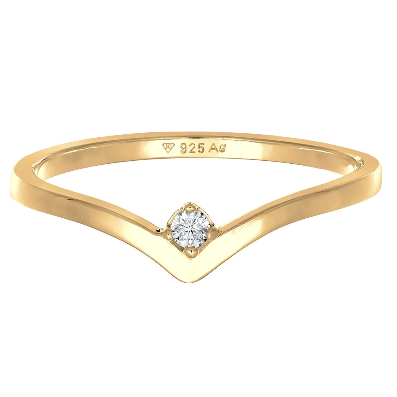 Elli "Verlobungsring V-Form | Diamant (Weiß, 0.035)< Vergoldet|Hochzeit