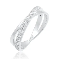 Elli "Wickelring | Kristall ( Weiß )< Roségold|Ringe