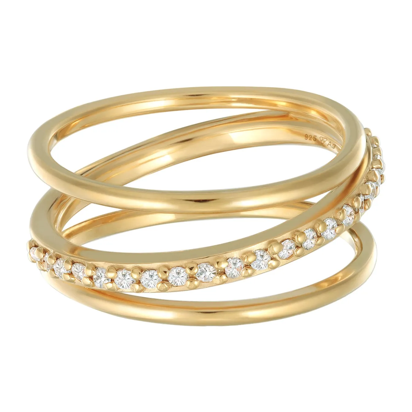 Elli "Wickelring | Zirkonia (Weiß)< Vergoldet|Ringe