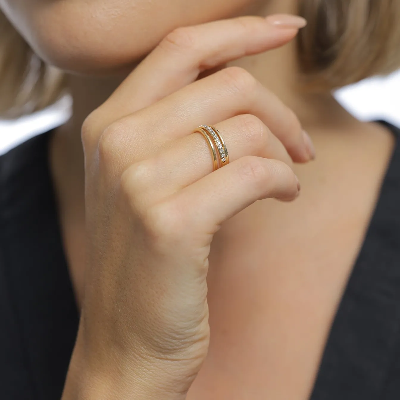Elli "Wickelring | Zirkonia (Weiß)< Vergoldet|Ringe