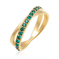 Elli "Wickelring Elegant | Kristalle (Grün)< Ringe|Vergoldet