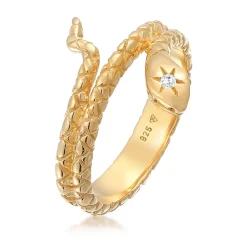 Elli "Wickelring Schlange | Zirkonia (Weiß)< Ringe|Vergoldet