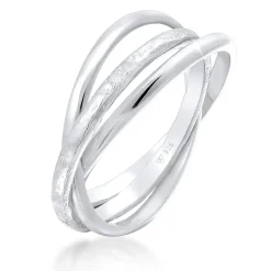 Elli "Wickelring Strukturiert< Ringe|Silber