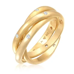 Elli "Wickelring Trio | Zirkonia (Weiß)< Ringe|Vergoldet